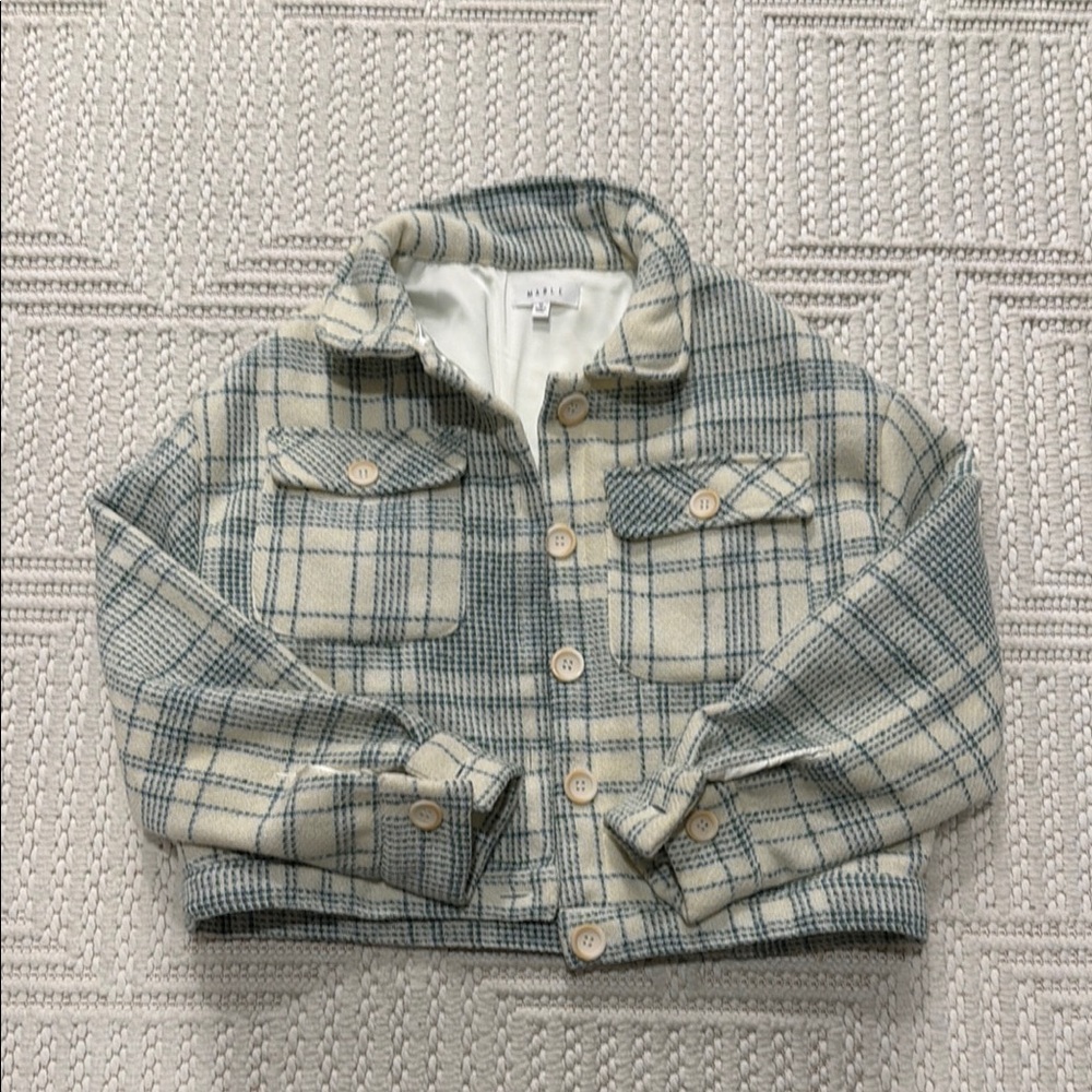 Women's Plaid Jean Jacket in Cream and Gray